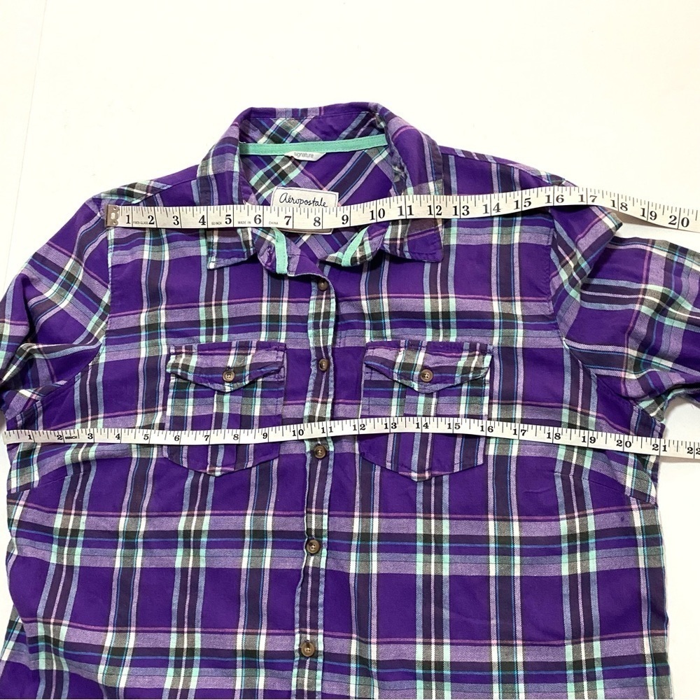 Aeropostale Eighty-Seven Purple Button-down Cotton Shirt XL Long Sleeve Plaid - Picture 13 of 15